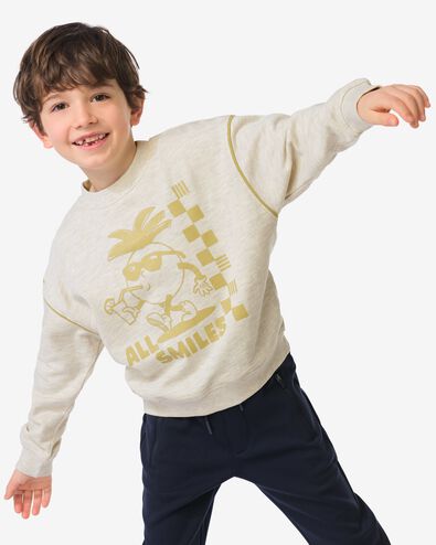 pull enfant imprim&eacute; r&eacute;tro gris chin&eacute; - 30711628GREYMELANGE - HEMA