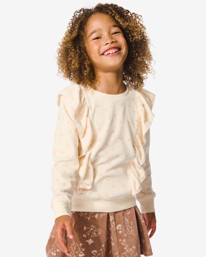 Kinder-Sweatshirt, Velours, mit Rüschen eierschalenfarben eierschalenfarben - 30807719OFFWHITE - HEMA