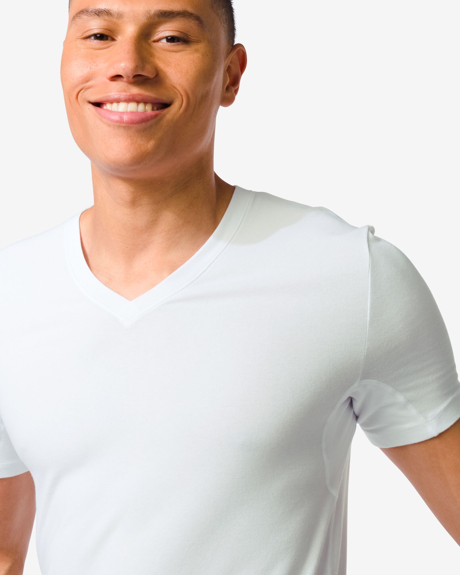 t-shirt homme regular fit col en v anti-transpiration blanc blanc - 19171050WHITE - HEMA