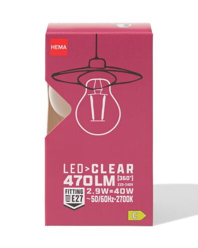 poire led clear E27 4W 470lm - 20000077 - HEMA