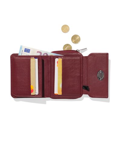 ritsportemonnee met flap leer rood - 18150065 - HEMA