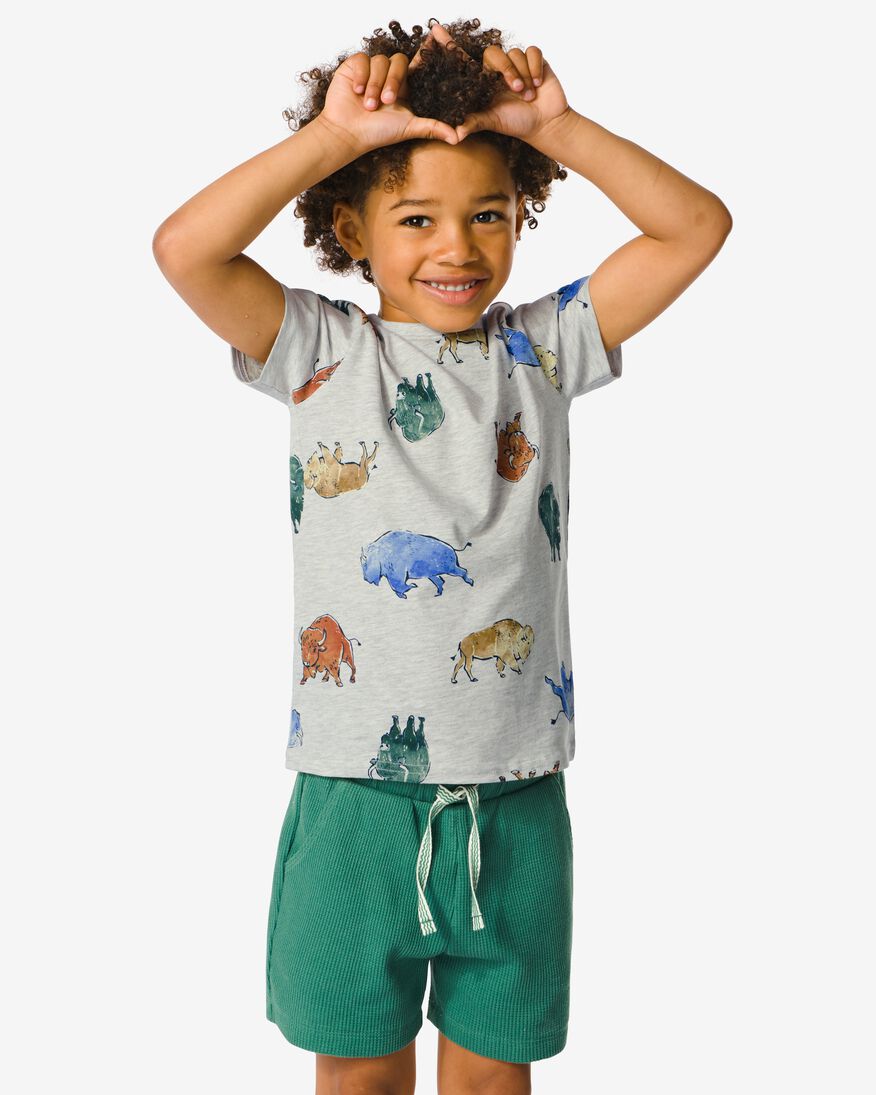 t-shirt enfant bisons gris chiné gris chiné - 1000031682 - HEMA