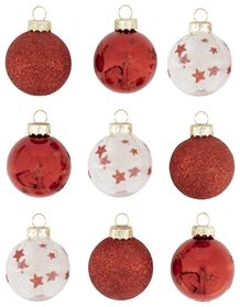 9 boules de Noël en verre Ø 4 cm rouge - 25103157 - HEMA