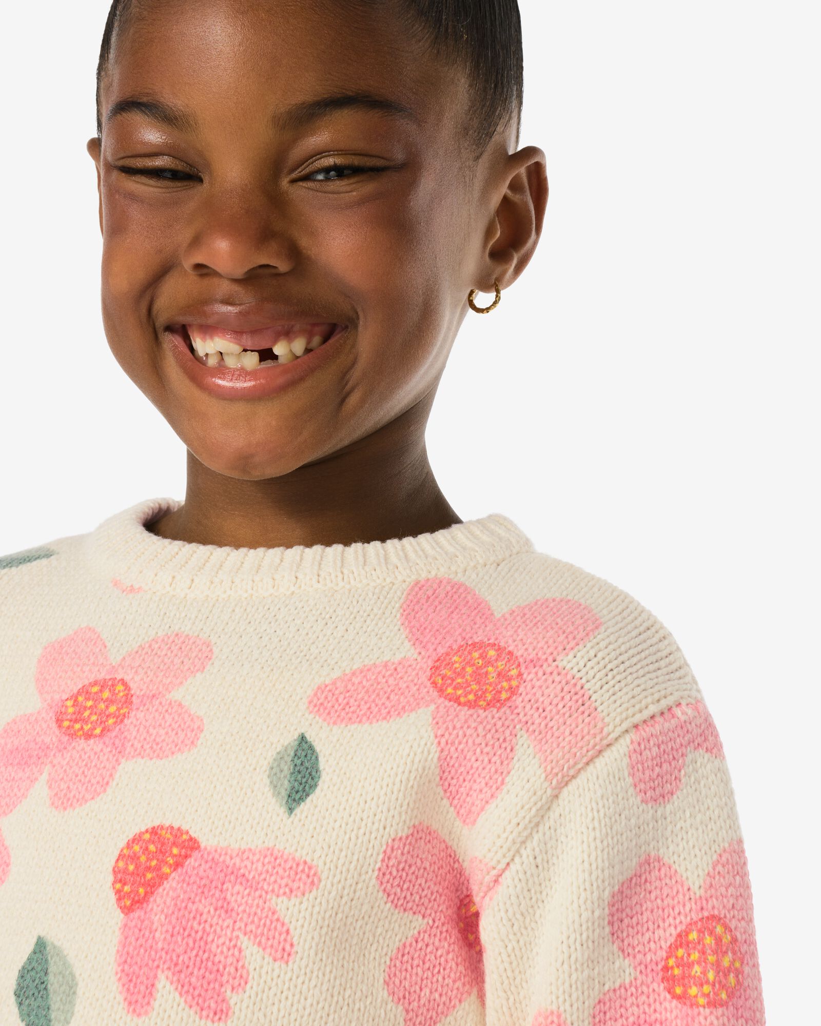 kindertrui bloemen ecru - 30852118ECRU - HEMA