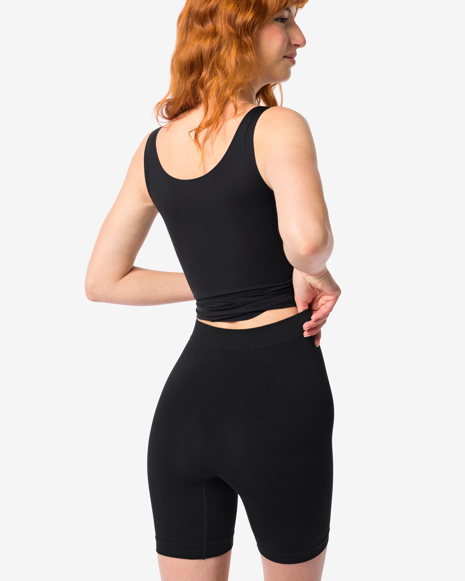 licht corrigerende biker bamboe hoge taille zwart - 1000019522 - HEMA