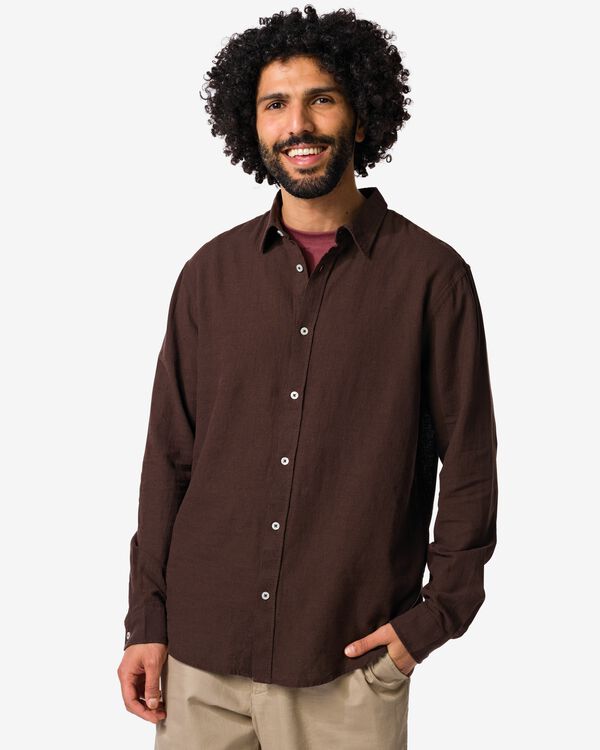 Herren-Oberhemd Louis dunkelbraun dunkelbraun - 2131740DARKBROWN - HEMA