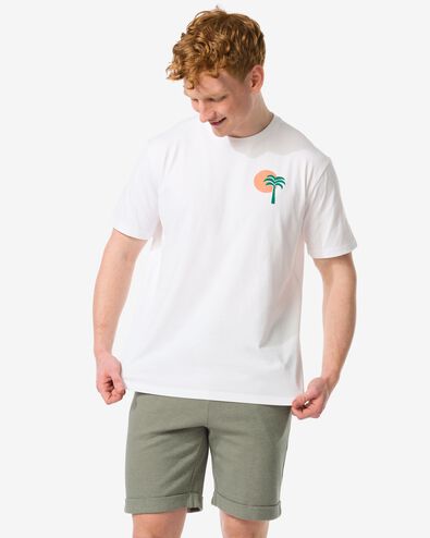 heren t-shirt met rug opdruk wit M - 2115815 - HEMA