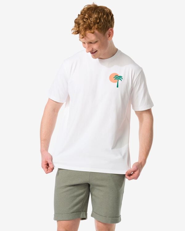Herren-T-Shirt, mit Rückenaufdruck weiß weiß - 2115801WHITE - HEMA
