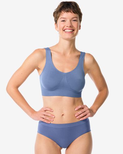 slip hipster femme sans coutures microfibre avec dentelle bleu bleu - 19611454BLUE - HEMA