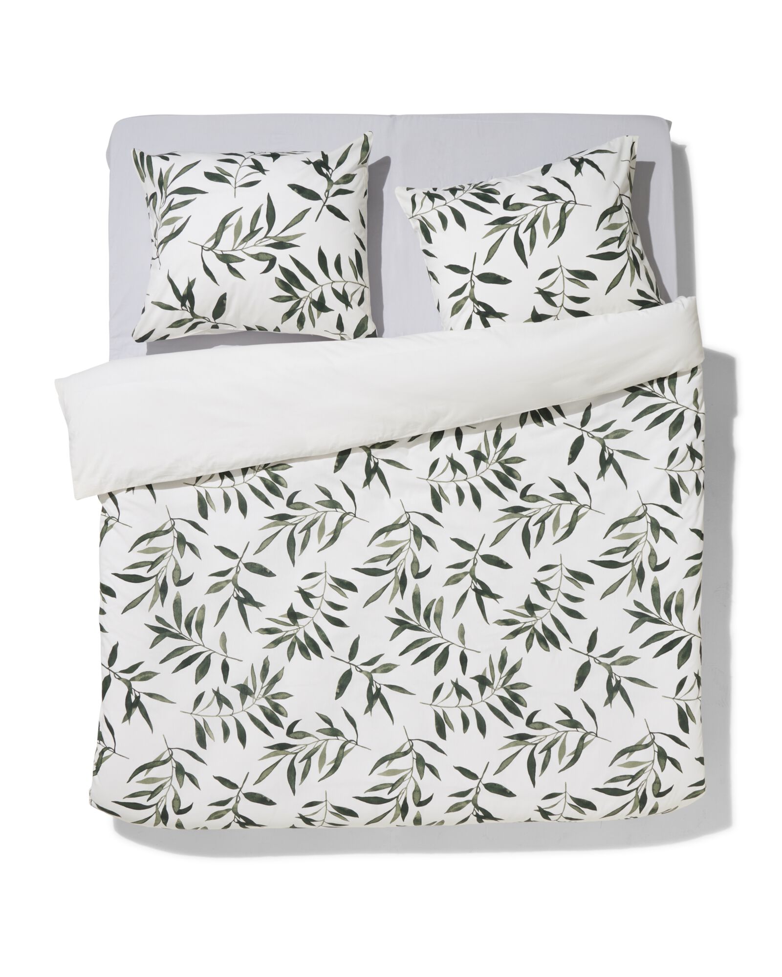 housse de couette 200x200/220cm coton doux branches d'olivier vert - 5790247 - HEMA