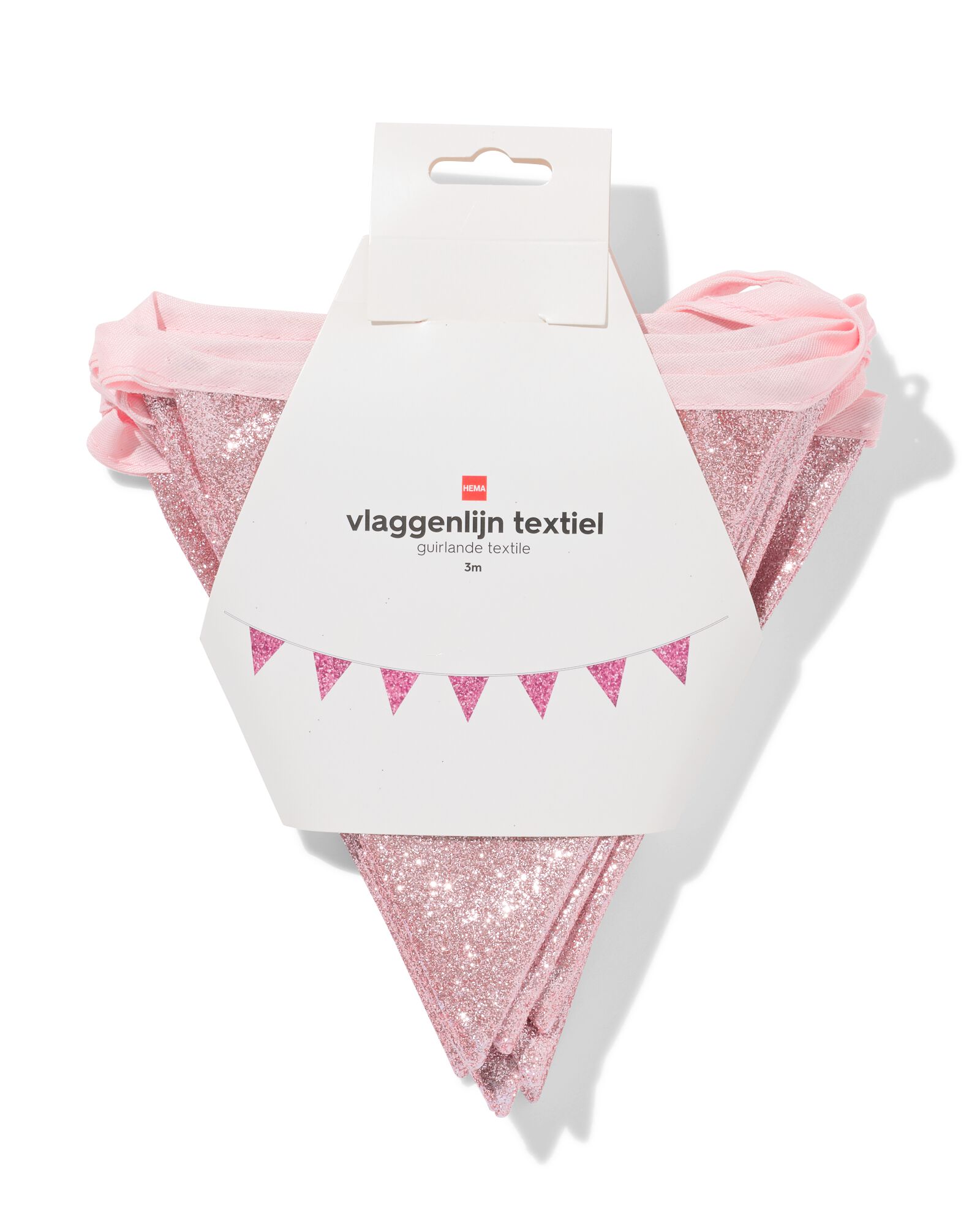 Girlande 3 m, Stoff, Glitzer, Rosa - 14250381 - HEMA