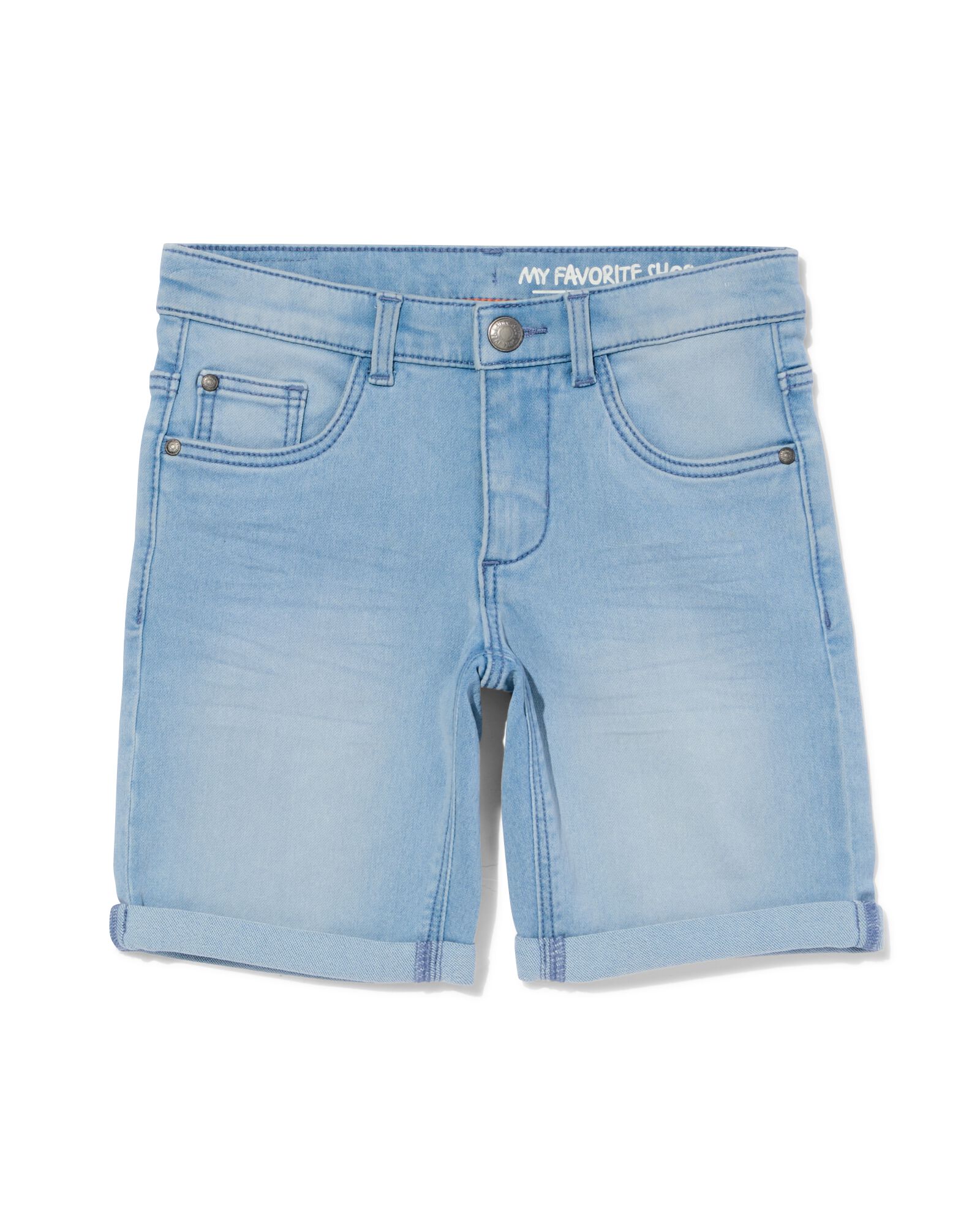 kindershort jogdenim lichtblauw lichtblauw - 1000023199 - HEMA