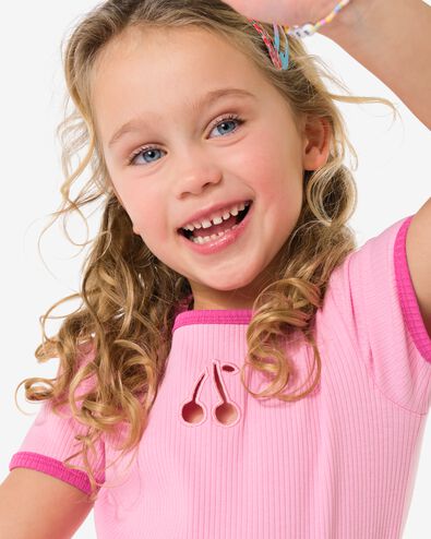 Kinder-T-Shirt, gerippt, Fr&uuml;chte rosa rosa - 30827307PINK - HEMA