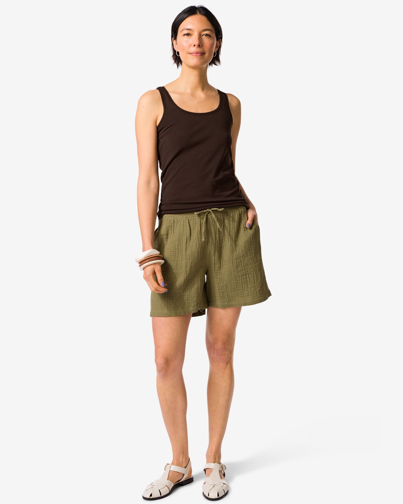 short femme coupe d&eacute;contract&eacute;e mousseline vert vert - 36304210GREEN - HEMA