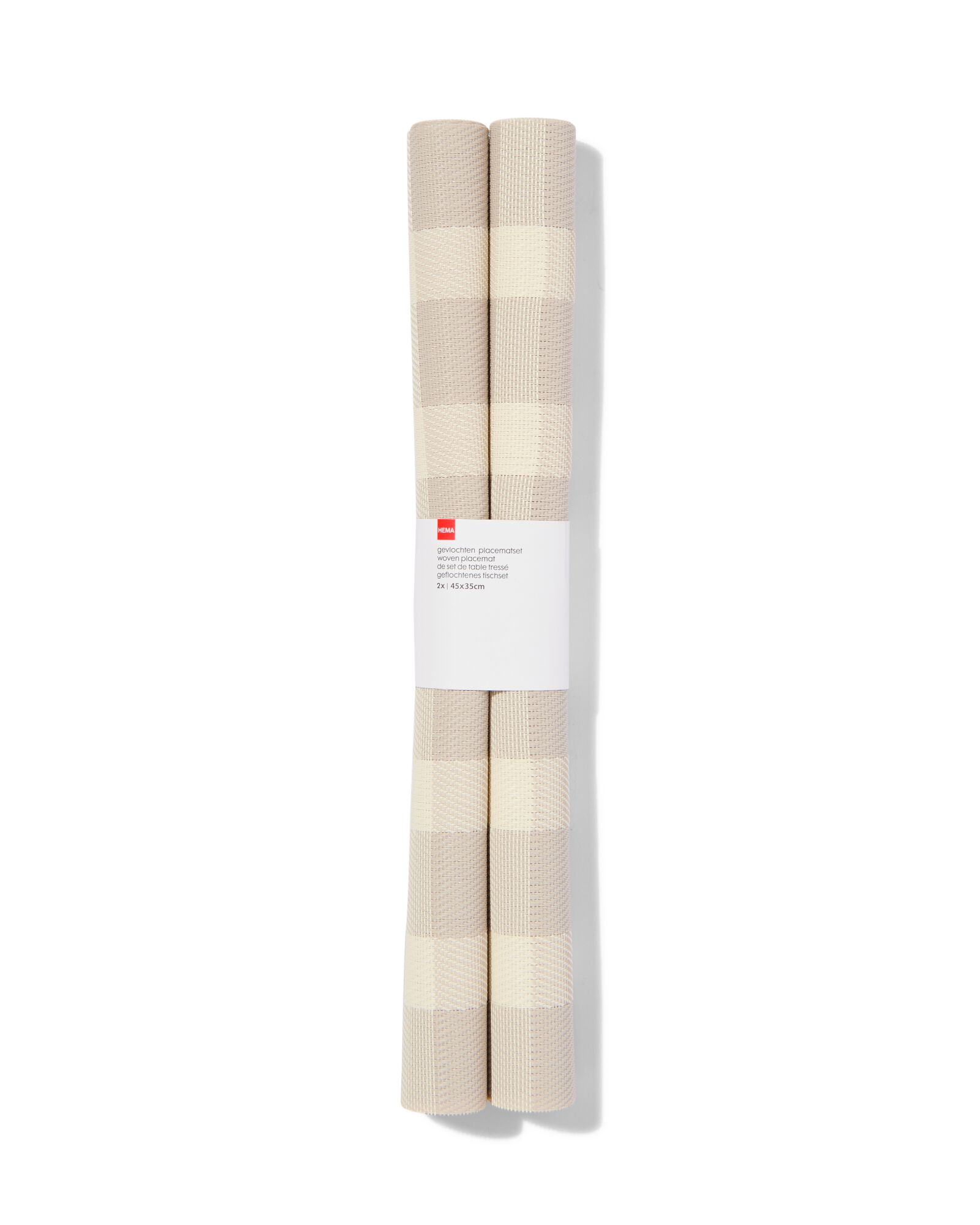 2 sets de table en plastique tiss&eacute; 35x45 beige &agrave; rayures - 5330288 - HEMA