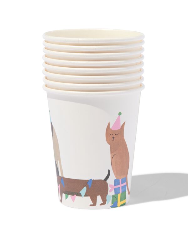 gobelets en carton 250ml animaux de f&ecirc;te - lot de 8 - 14200382 - HEMA