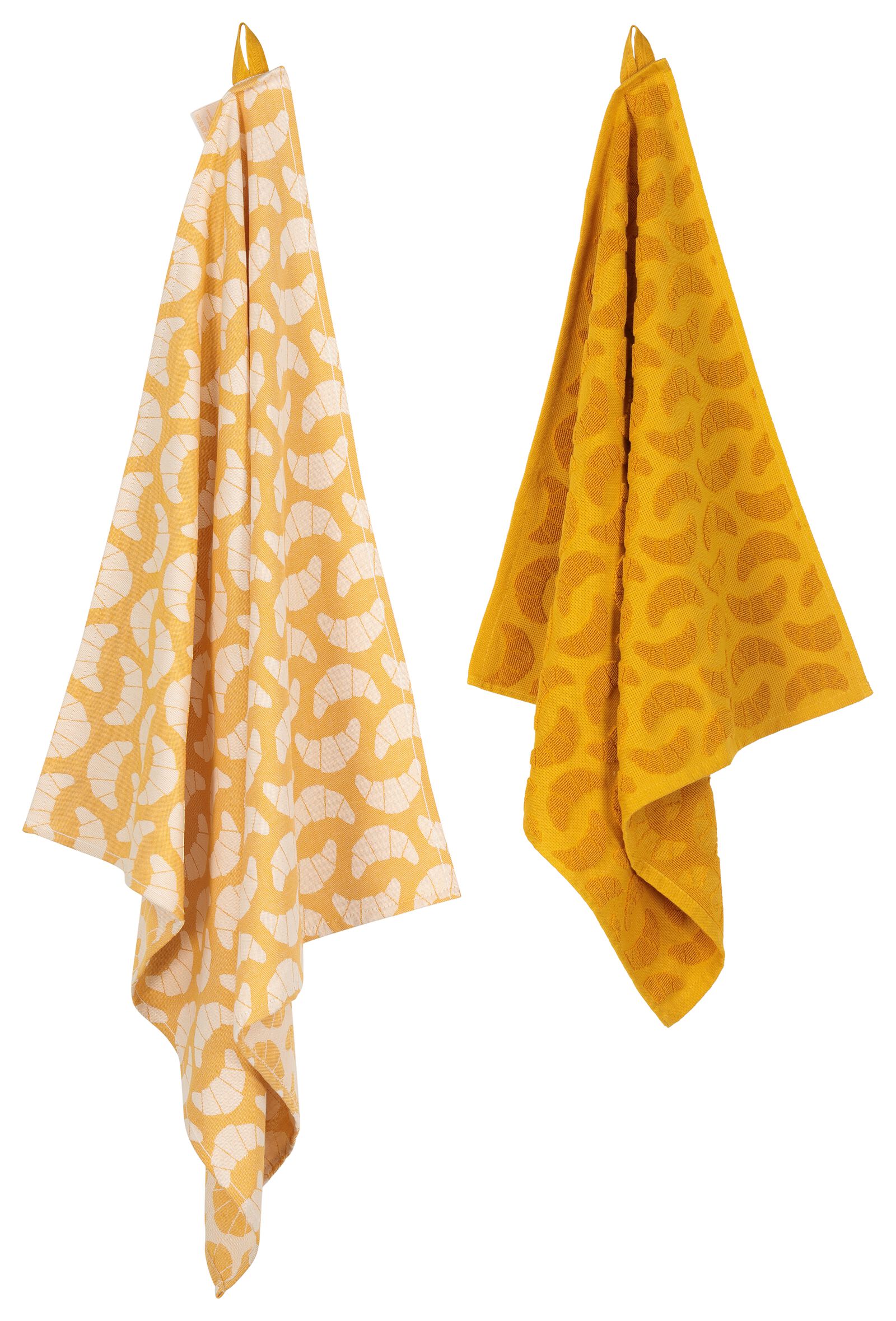 torchon 65x65 croissant - blanc/ocre - 5400105 - HEMA