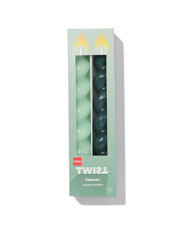 bougies torsad&eacute;es courtes vertes 2 pi&egrave;ces - 13506099 - HEMA