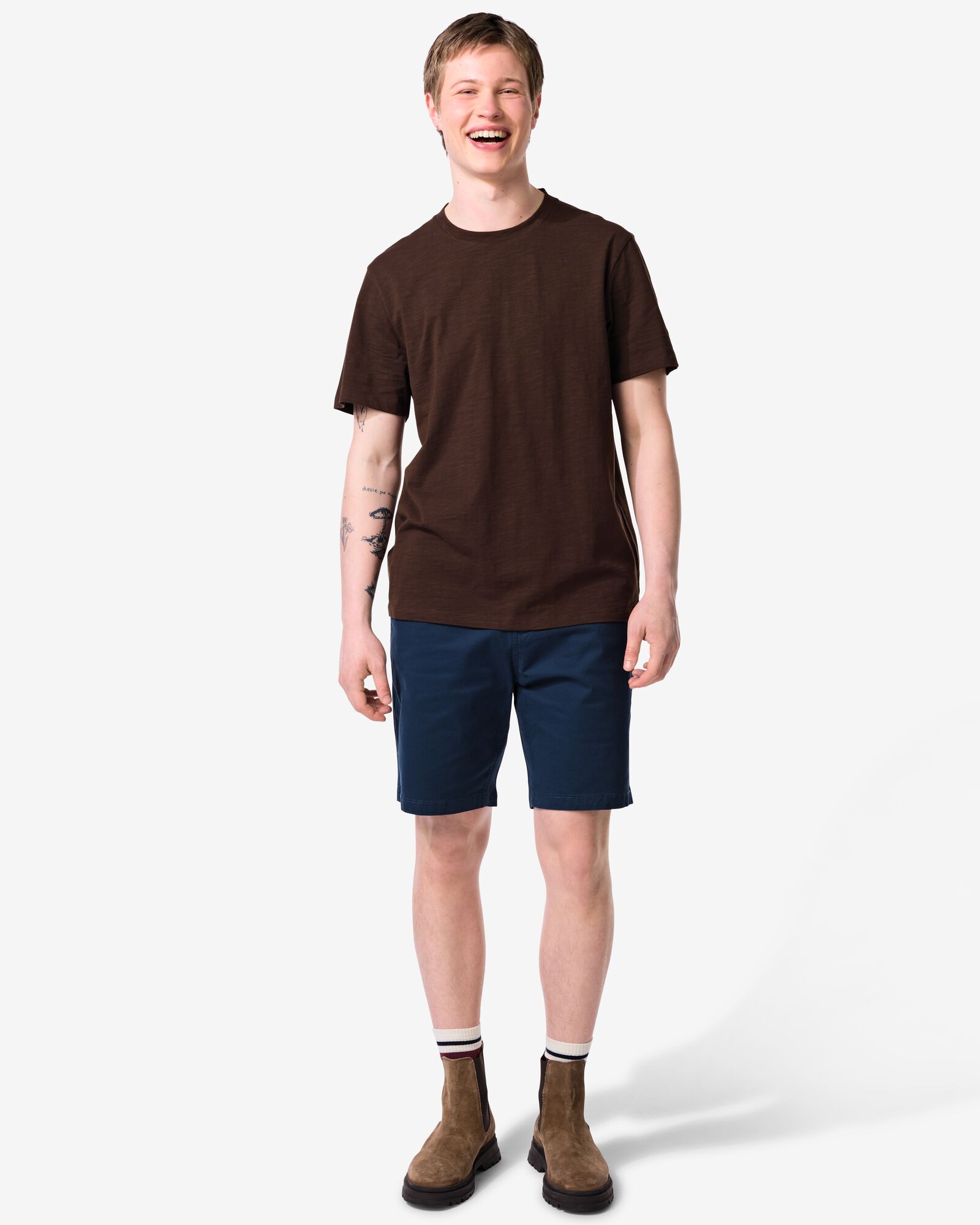 herenshort Charly regular fit chino donkerblauw donkerblauw - 2140930DARKBLUE - HEMA