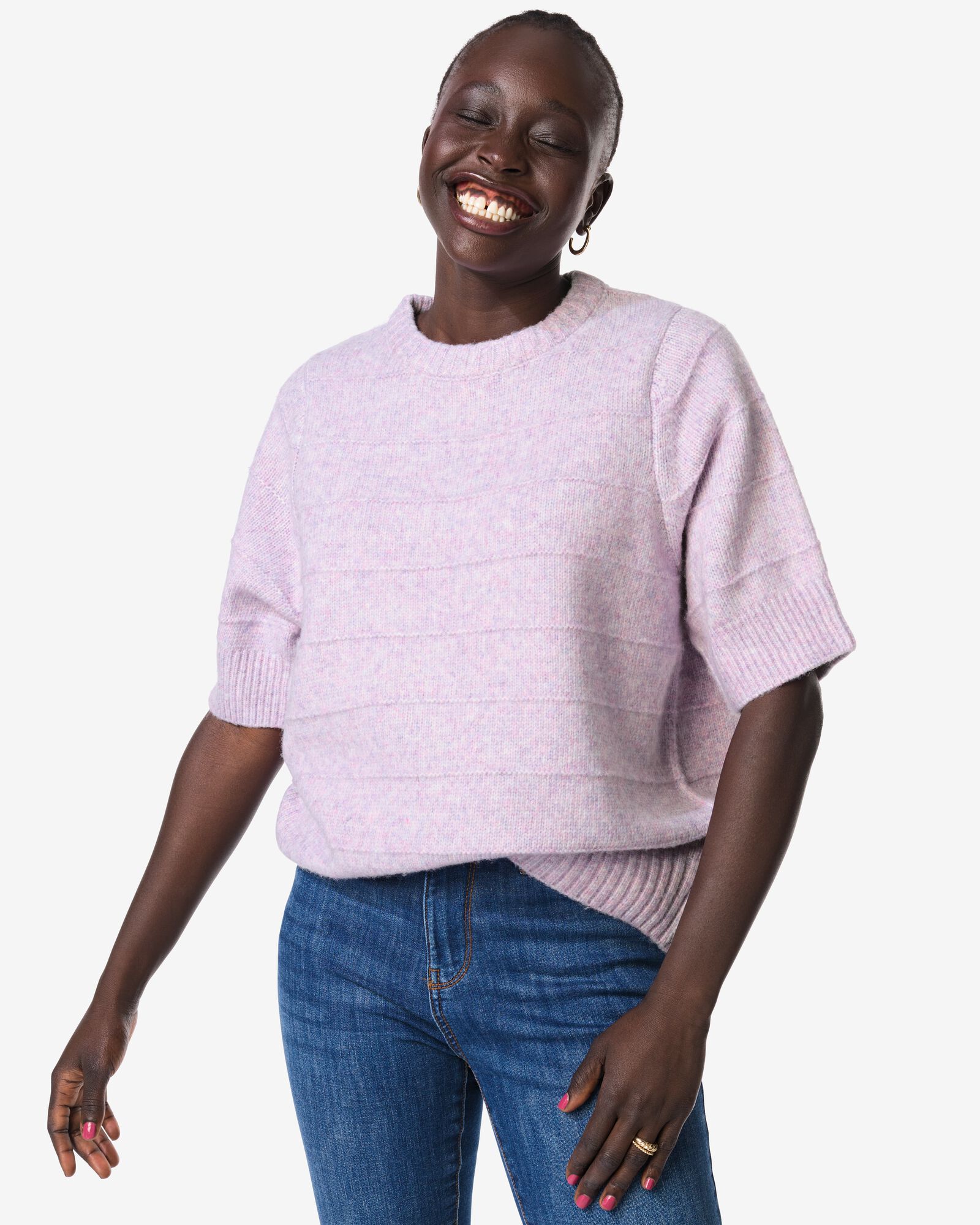 pull femme Fyra en maille rose rose - 36207230PINK - HEMA