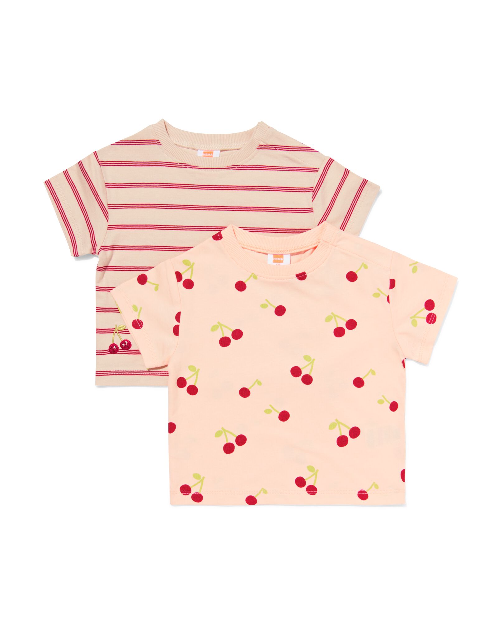 t-shirts b&eacute;b&eacute; jersey rayures - 2 pi&egrave;ces &eacute;cru &eacute;cru - 33076870ECRU - HEMA