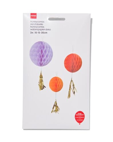 3 décorations en papier alvéolé - ballon - 14230201 - HEMA