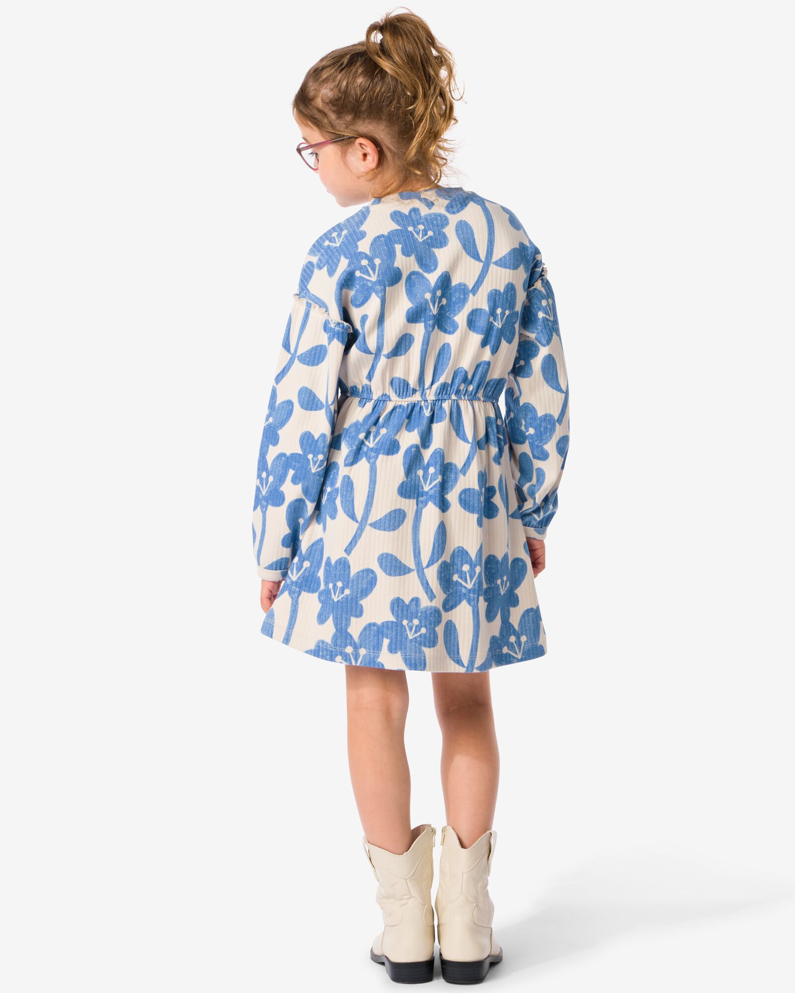 Kinder-Kleid, gerippt, Blumen blau - 30876820BLUE - HEMA