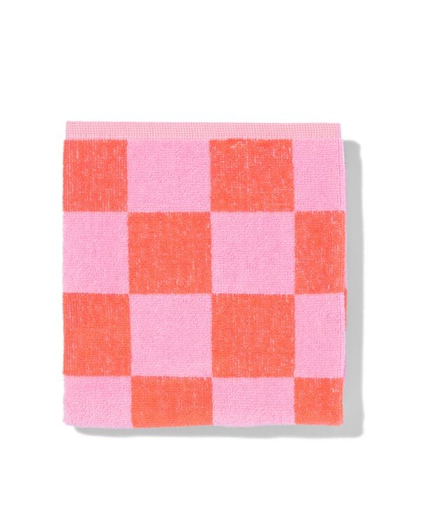 torchon de cuisine 50x50 cm coton carreaux rose - 5440009 - HEMA