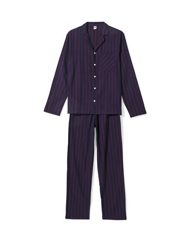 herenpyjama flanel strepen donkerrood donkerrood - 23634420DARKRED - HEMA