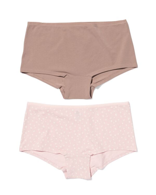 damesboxers katoen bloemen - 2 stuks lichtroze lichtroze - 19602254LIGHTPINK - HEMA