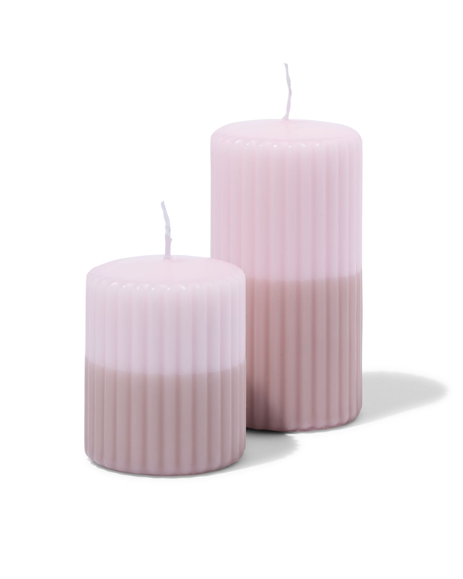 bougie cylindrique ⌀7x8cm nervur&eacute;e rose clair naturel - 13509068 - HEMA