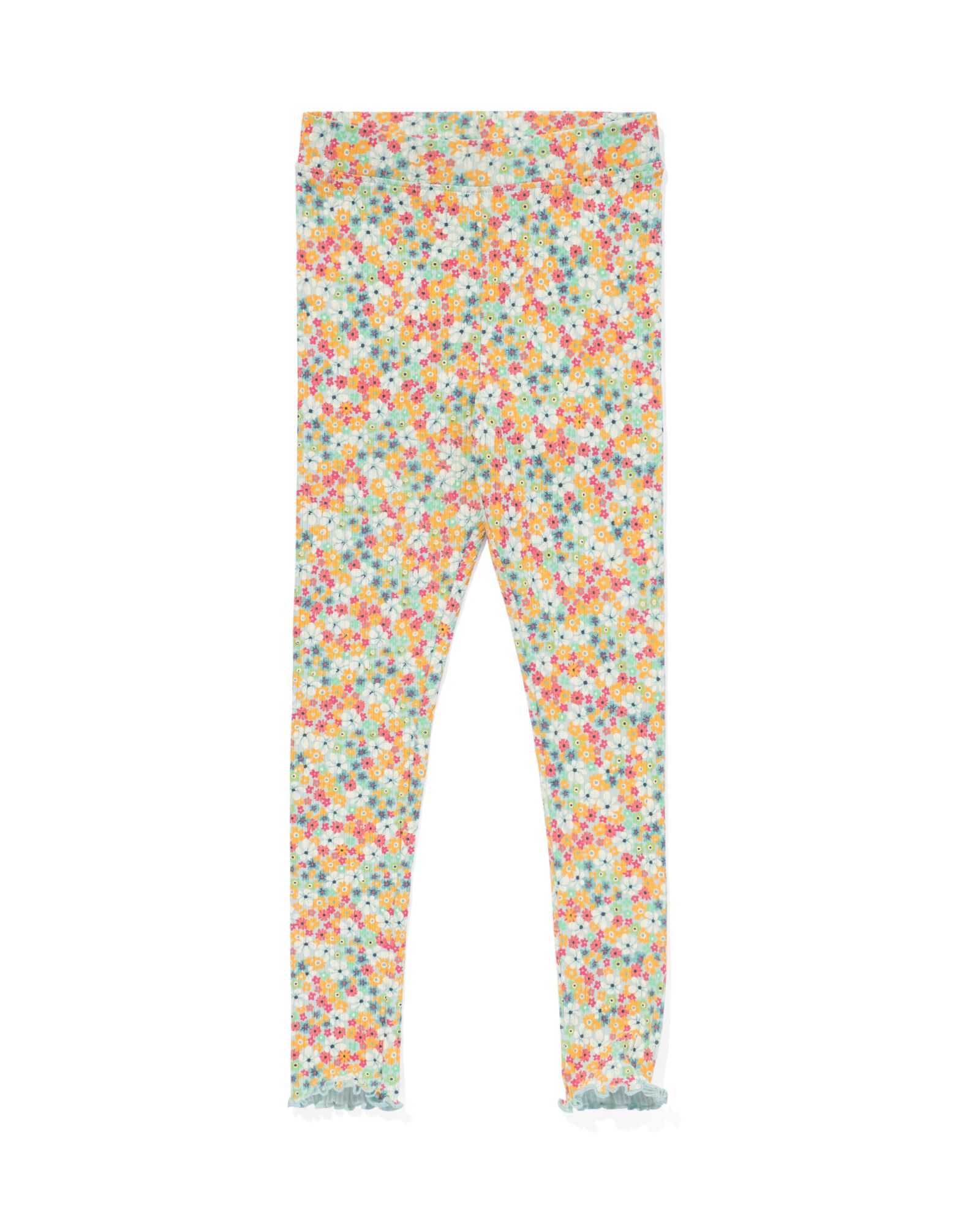 Kinderleggings mit Rippenstruktur und Blumenmuster bunt bunt - 30876542MULTI - HEMA