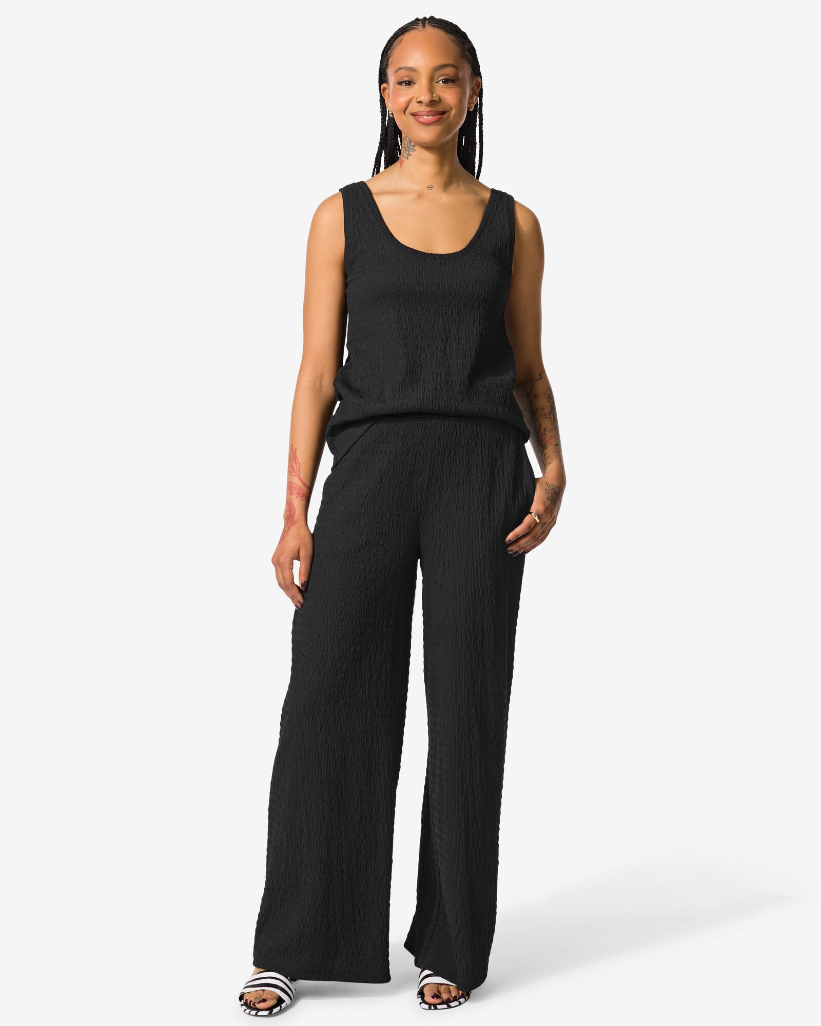 Damenhose Nona Wide Leg schwarz - 36200875BLACK - HEMA