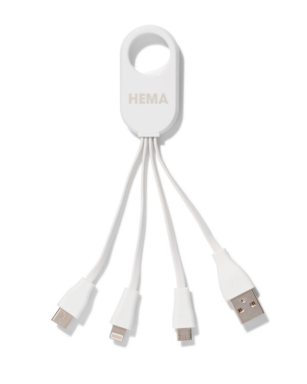 4-in-1 USB laadkabel, USB-C, micro USB & 8 pin - 39630063 - HEMA