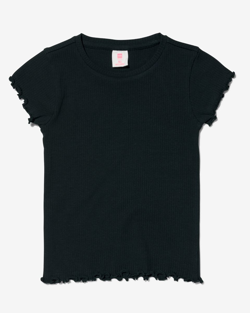 t-shirt enfant avec côtes noir noir - 1000030010 - HEMA