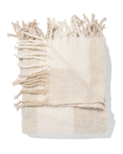 plaid 130x150cm aspect laine rayures beige - 7325174 - HEMA