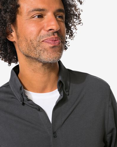 herenoverhemd Billy jersey donkergrijs - 2101730DARKGREY - HEMA