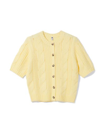 Damenstrickjacke Foxi, Feinstrick-Zopfmuster gelb - 36207340YELLOW - HEMA