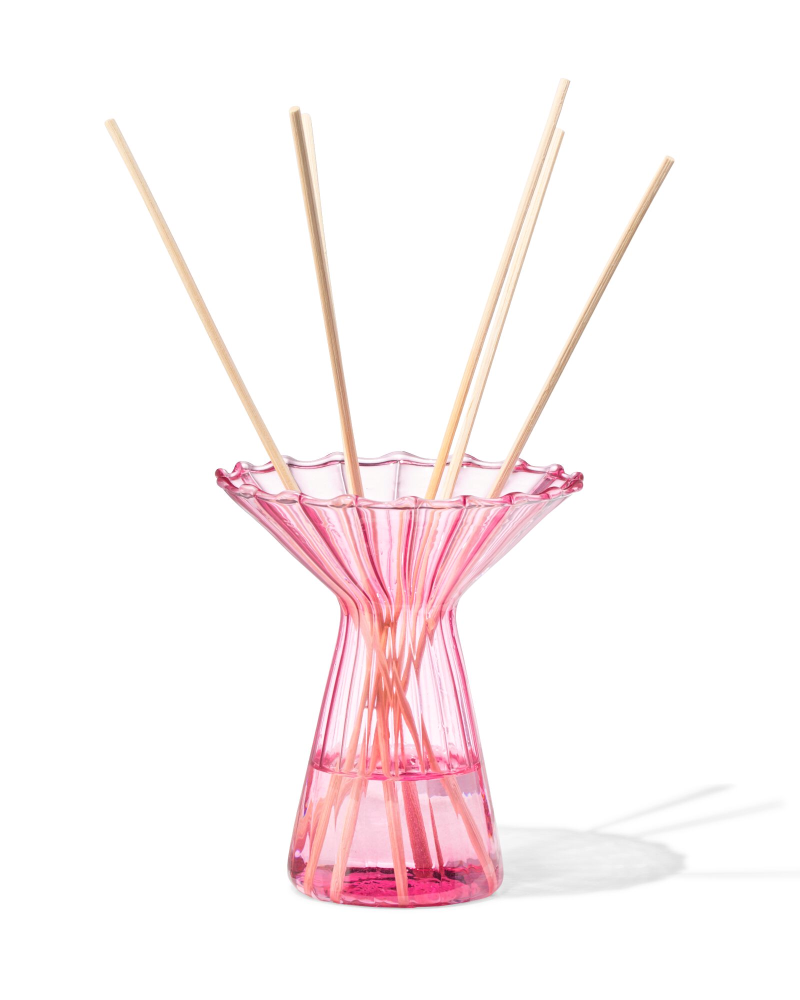 vaas voor geurstokjes ⌀10x12cm glas met kraag roze - 13507592 - HEMA