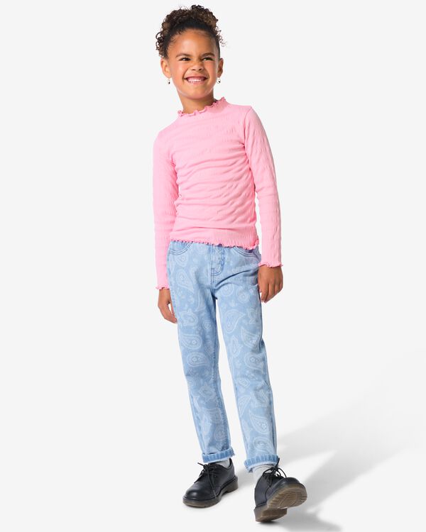 pantalon enfant mom fit carreaux bleu clair bleu clair - 30835913LIGHTBLUE - HEMA