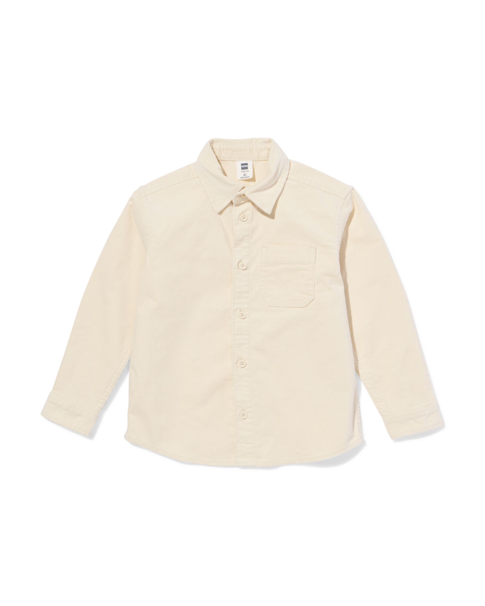 chemise enfant velours corduroy blanc cass&eacute; blanc cass&eacute; - 30706903OFFWHITE - HEMA
