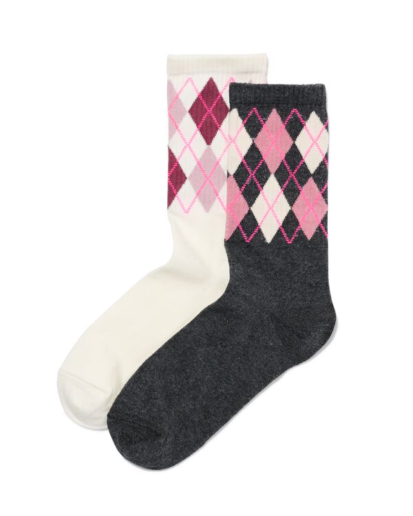 dames sokken met katoen - 2 paar grijsmelange grijsmelange - 4270450GREYMELANGE - HEMA