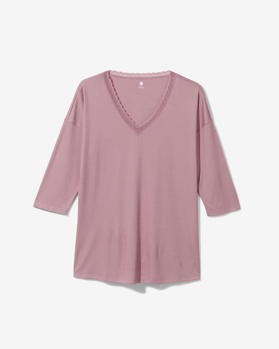 t-shirt de nuit femme avec viscose mauve mauve - 1000030237 - HEMA