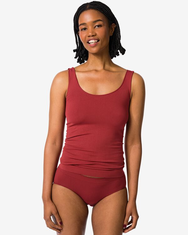 chemise femme sans couture bretelles larges rouge fonc&eacute; rouge fonc&eacute; - 19601654DARKRED - HEMA