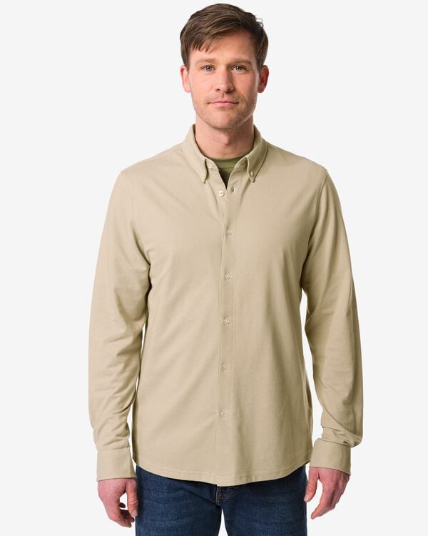 herenoverhemd Billy piqu&eacute; beige beige - 2101790BEIGE - HEMA