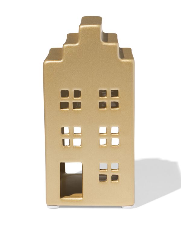 theelichthouder 7x14.3cm keramiek huisje goud - 25100322 - HEMA