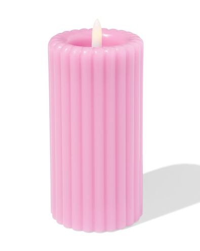 led kaars ⌀7.5x15cm ribbel oudroze - 13550130 - HEMA
