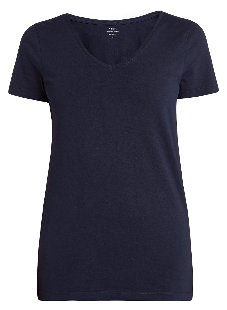 dames t-shirt donkerblauw - 1000004636 - HEMA