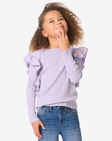 kinder T-shirt rib paars - 30841916PURPLE - HEMA