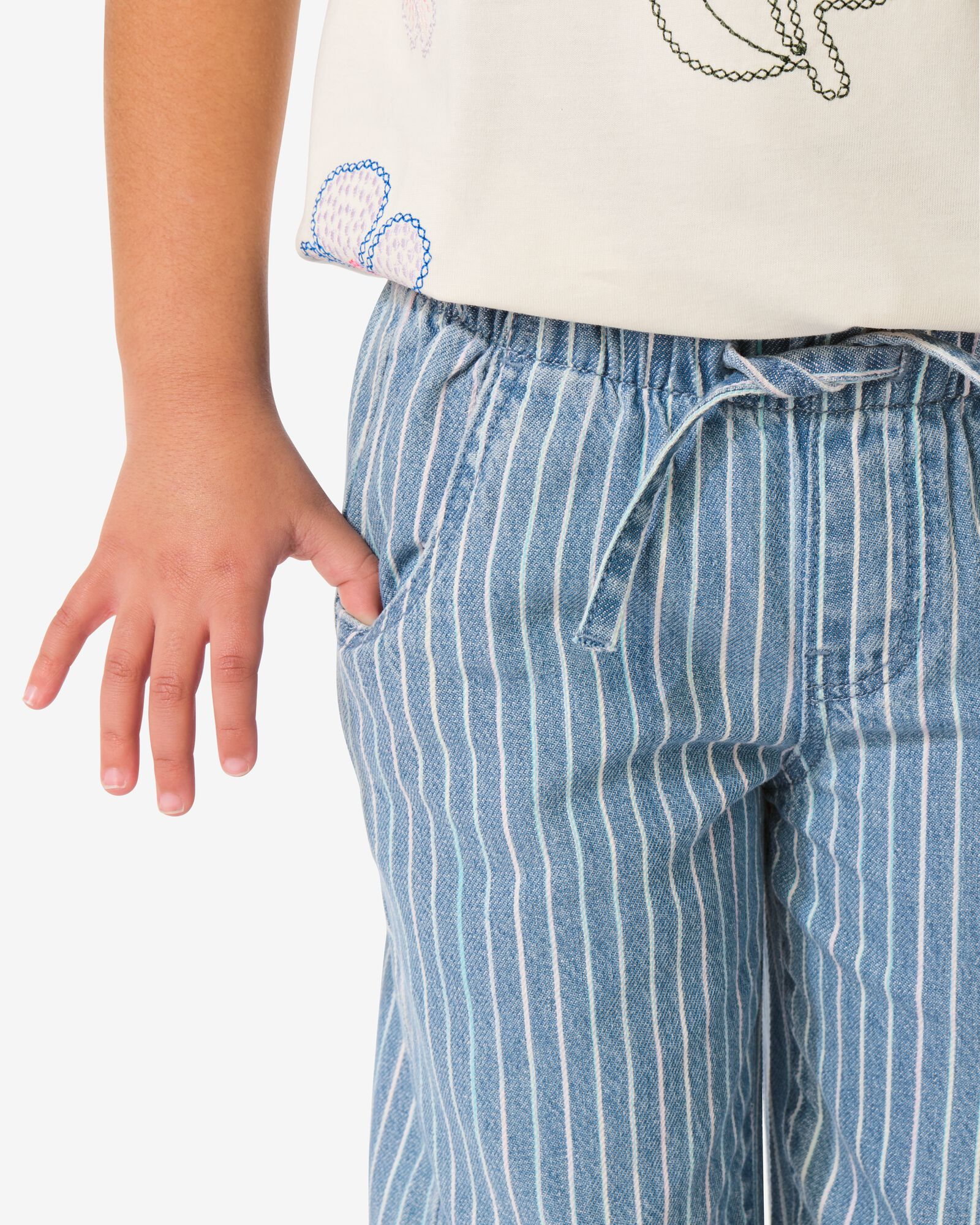 pantalon ample enfant rayures bleu clair bleu clair - 30850306LIGHTBLUE - HEMA